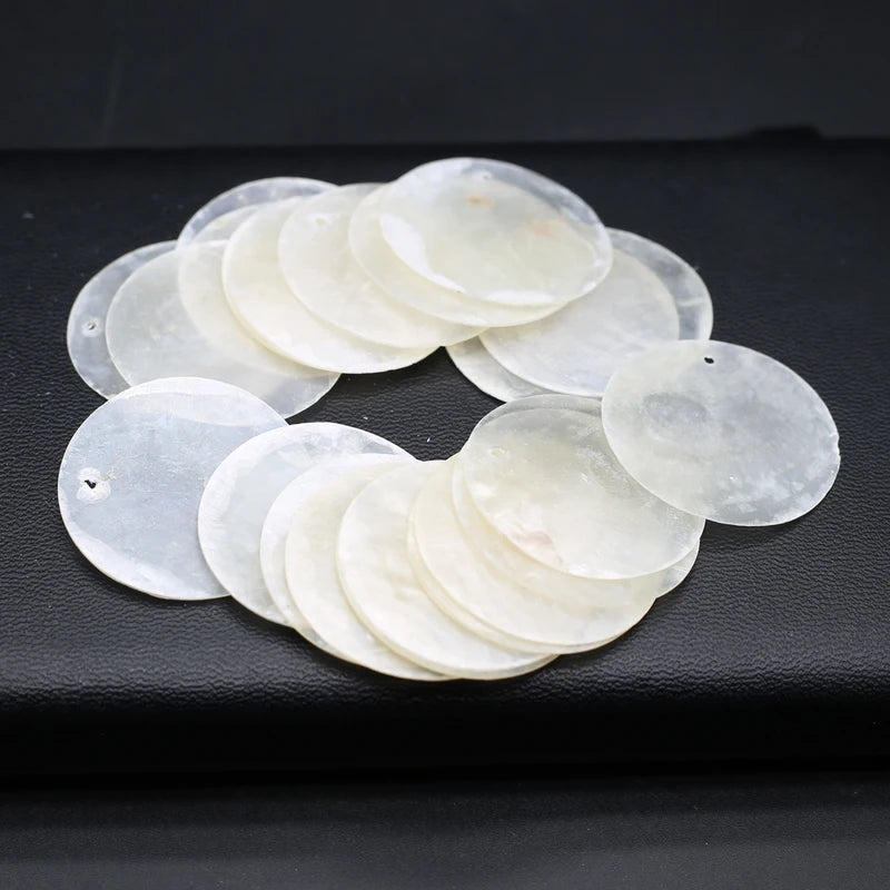 Natural Shell Pendant Charms for Jewelry Making - 100pcs Round White Slices