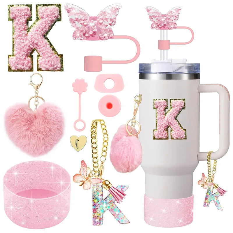 9PCS Cup Accessory Set for Stanley 30oz 40oz - Silicone Cover, Straw, Charm, Stickers
