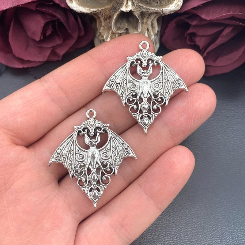 4pcs Gothic Vampire Bat Charms Halloween Pendant Jewelry Findings