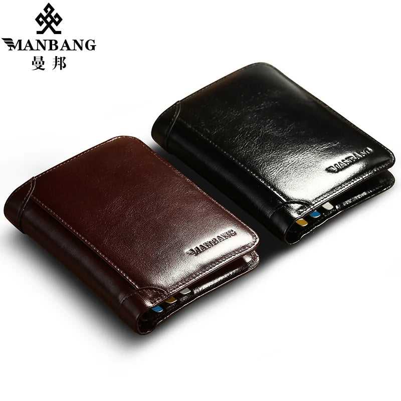 Men's Genuine Leather Wallet Short Card Holder with Classic Style