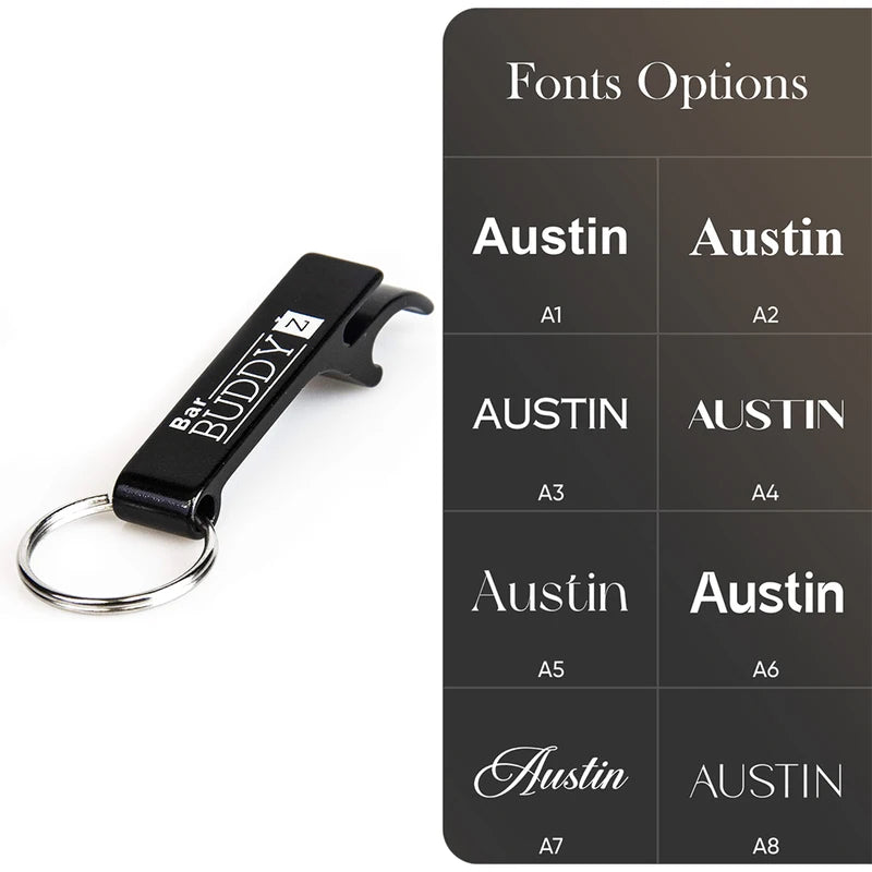 Personalized Metal Bottle Opener Keychain Set - Custom Engraved Party Gift