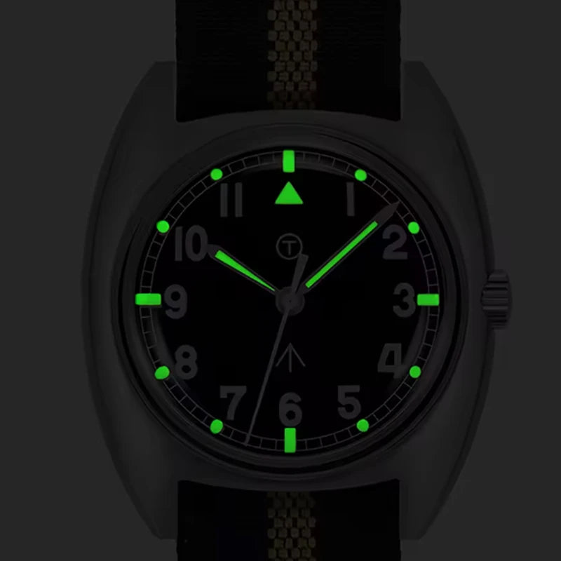 Men's Retro Field Watch 38mm Sapphire Glass Waterproof Quartz Sport Watch