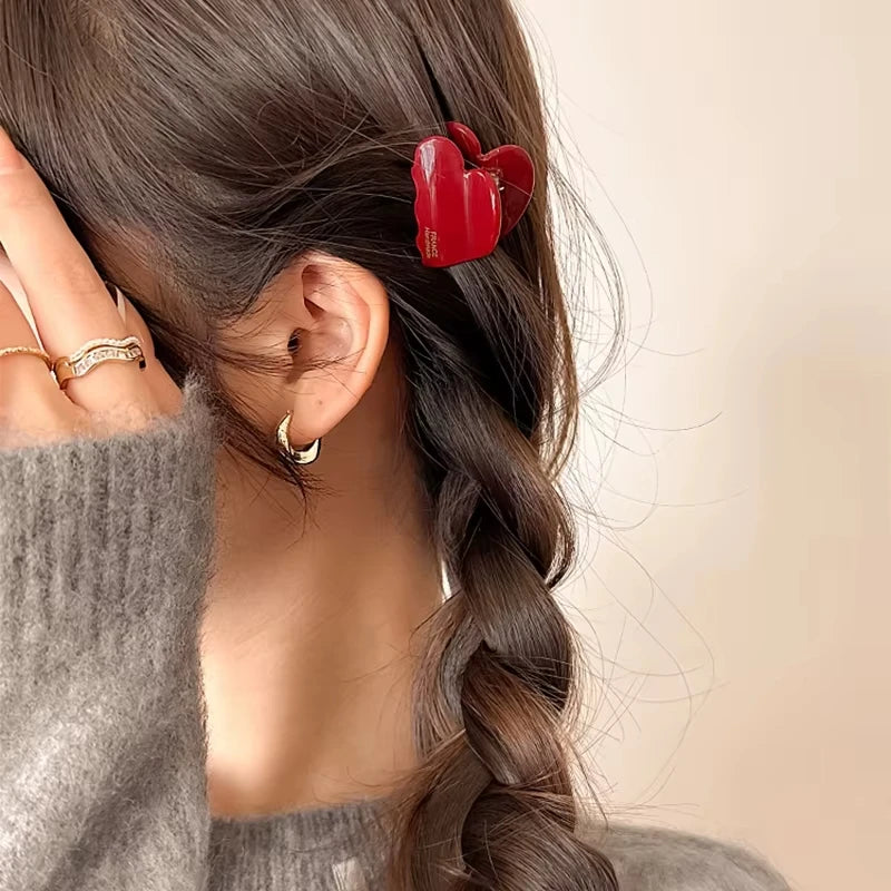 Small Heart-Shaped Hair Claw Clips - Acetate Hair Accessories for Women and Girls