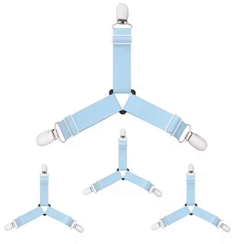 Elastic Bed Sheet Clips Set - Adjustable Fasteners for Fitted Sheets, 4-Pack