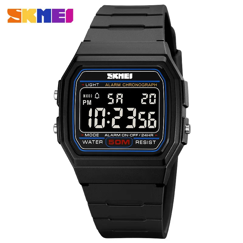 Digital Sports Watch LED Display Waterproof Unisex Military Style Timer