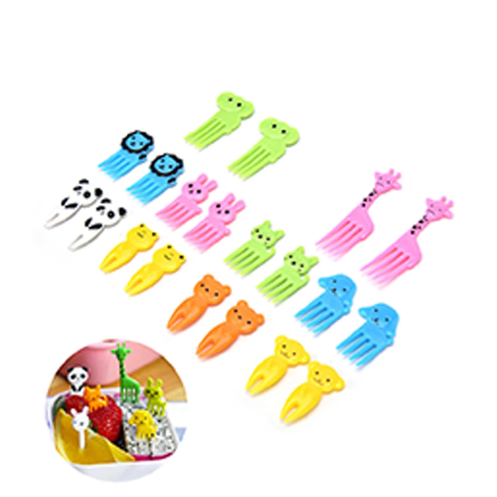 10pcs Animal Farm Fruit Forks Mini Cartoon Food Picks for Snacks & Parties