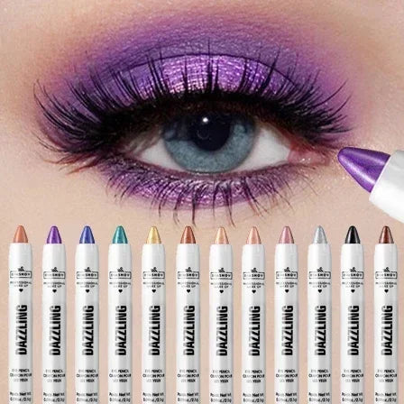 12-Color Waterproof Glitter Eyeshadow Pencil Set - Long-Lasting, Smudge-Proof Makeup Tool