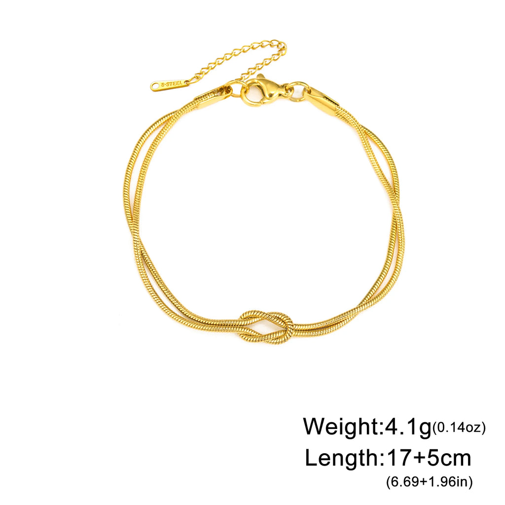 Stainless Steel Love Knot Letter Chain Bracelet for Women & Couples
