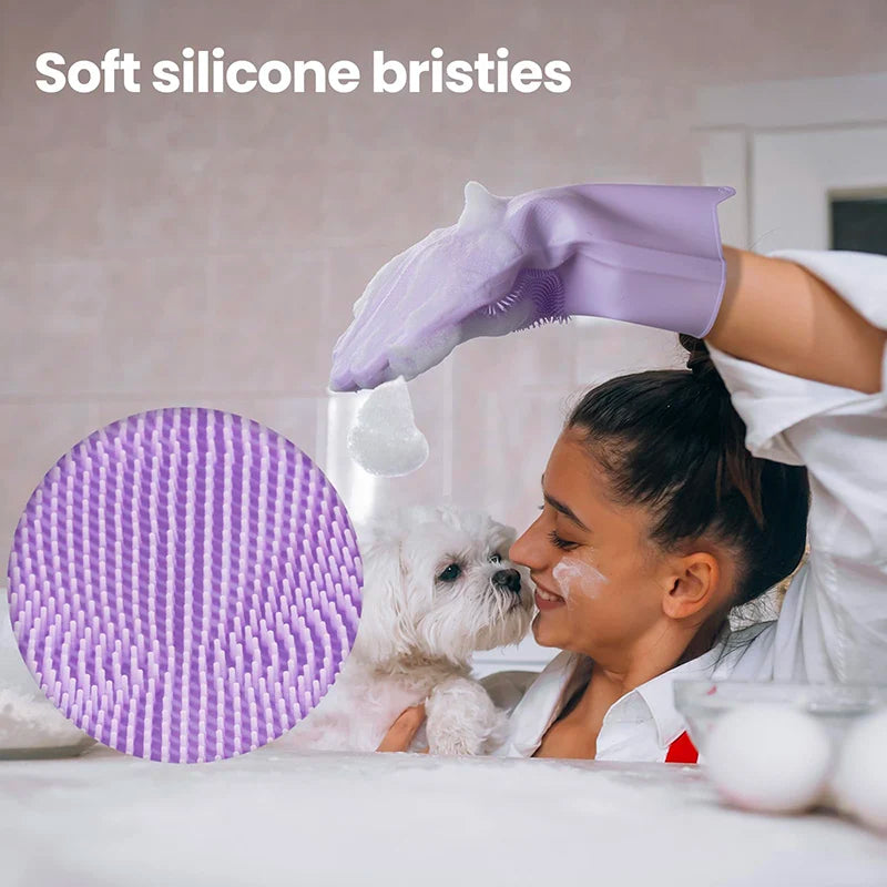 Pet Grooming Bathing Gloves for Dogs and Cats Silicone Hair Removal Scrubber Massage
