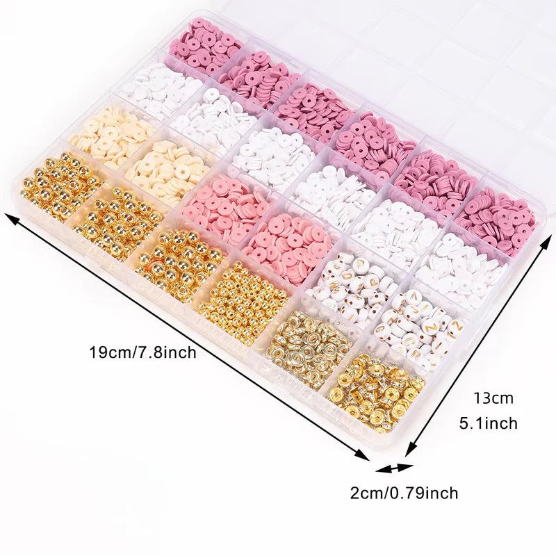 DIY Clay Bead Bracelet Making Kit with Golden Letter Beads - Friendship Jewelry Supplies for Women