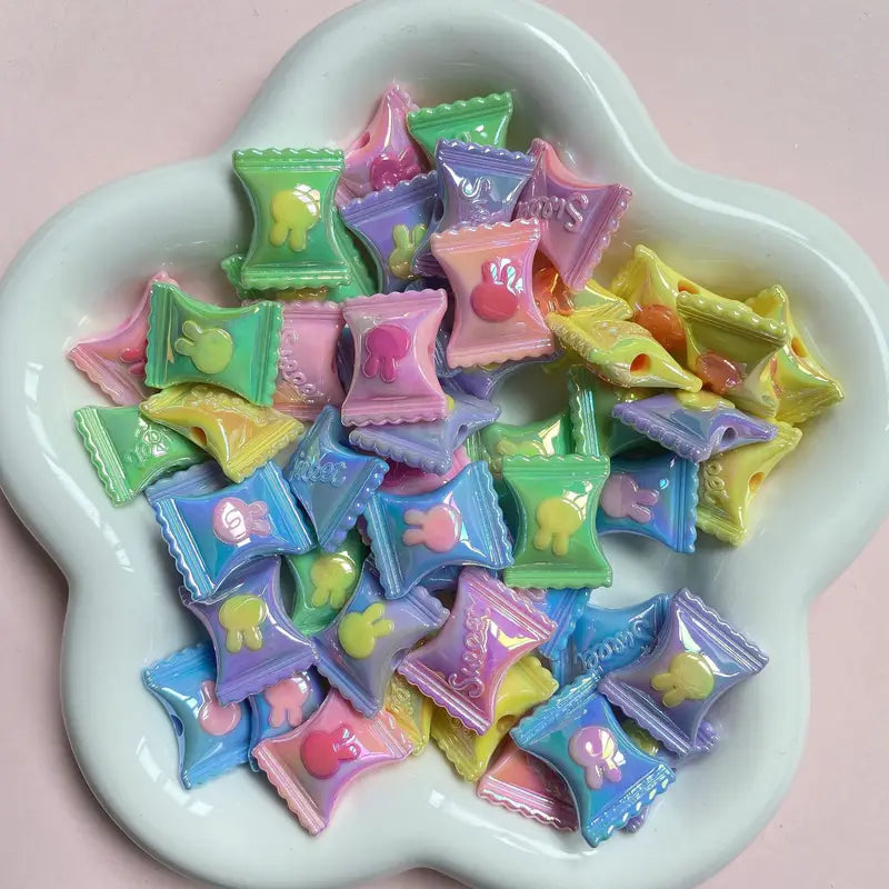 17x21mm Acrylic Beads 10pcs Colored Candy Beads with Rabbit Head Pattern for Jewelry Making