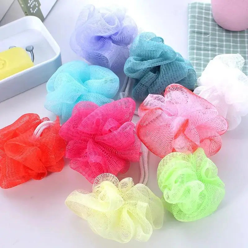 10 Pcs Colorful Bath Shower Puffs - Exfoliating Mesh Loofah Sponge Set