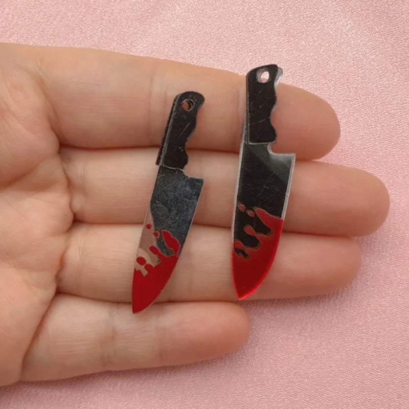 12pcs Acrylic Halloween Sword and Knife Pendant Jewelry Making Kit - Earrings, Necklace, Keychain