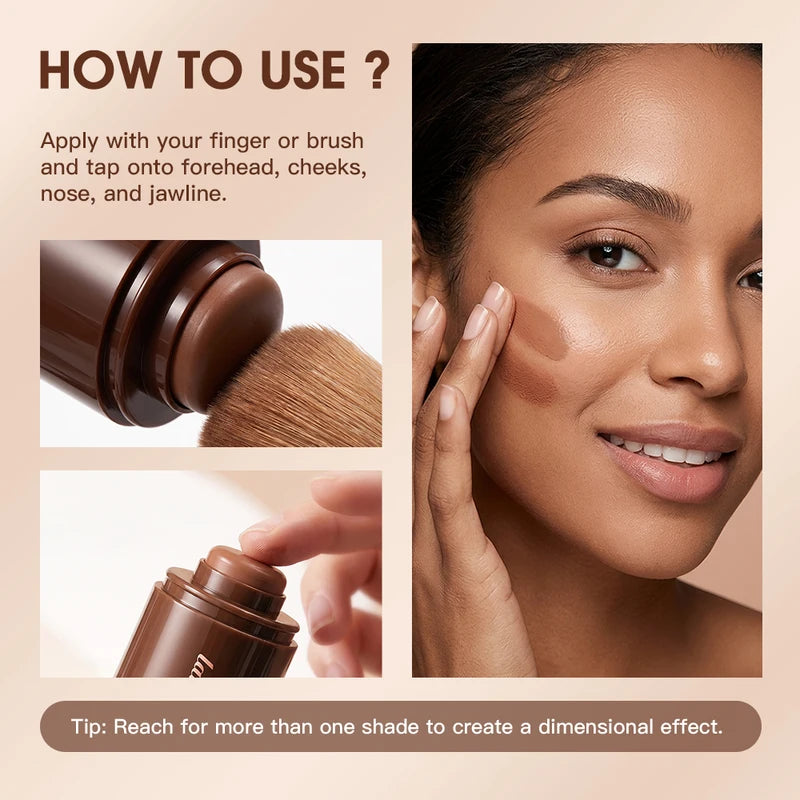 Cream Bronzer Stick for Face Contouring & Shaping - Portable, Light & Easy Blending