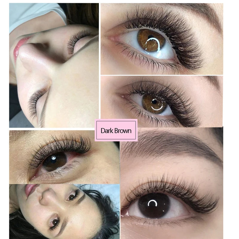 Dark Brown Fake Eyelashes - Natural Wispy Extension Set, Multiple Curl & Length Options