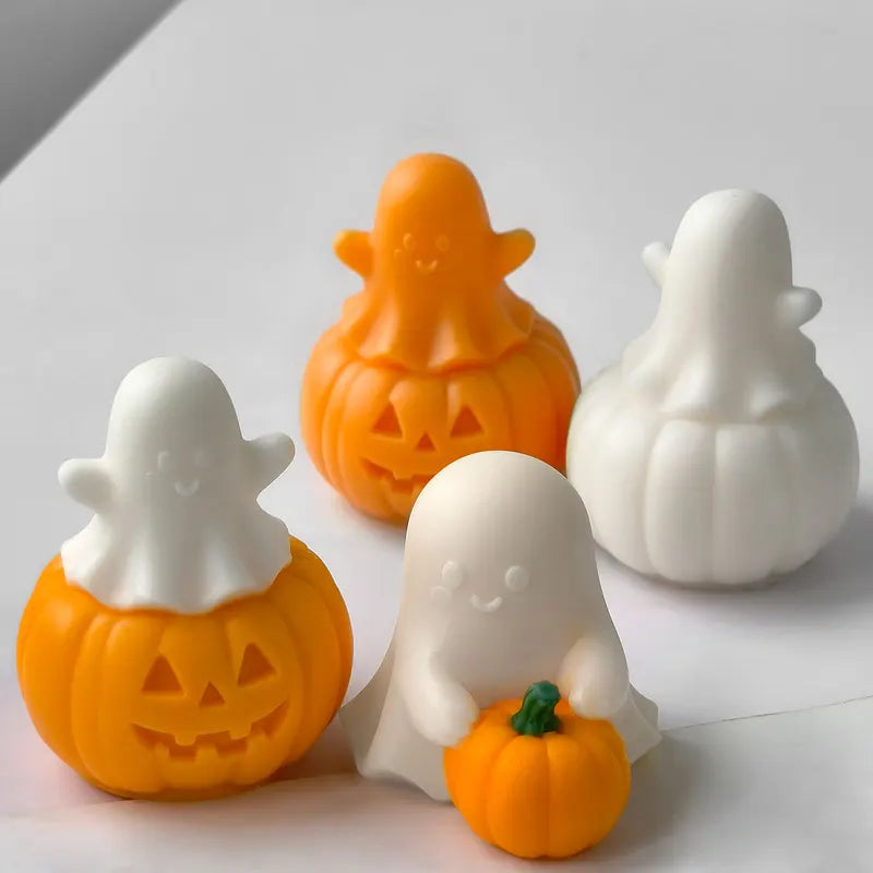 Silicone Candle Making Mold for Halloween Pumpkin & Ghost Designs - DIY Craft Supplies