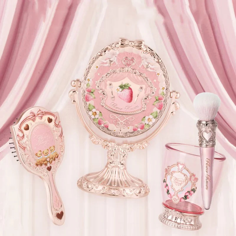 Anniversary Makeup Set with Mirror & Brush Holder - 4 Pieces, Multiple Colors