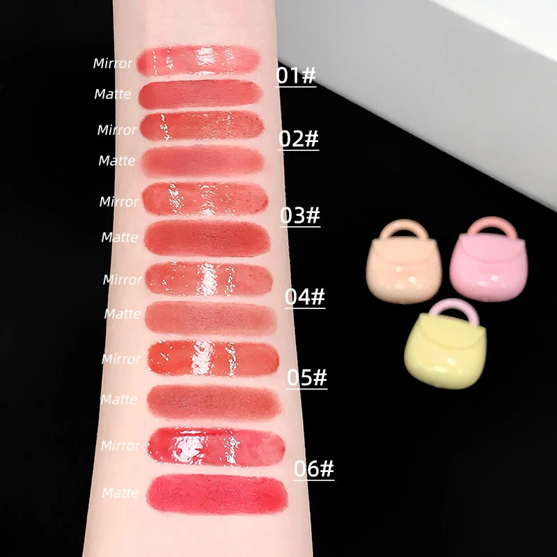 Mini Lip Gloss Set in Cute Handbag Style - Matte & Glossy Effects, Moisturizing Formula