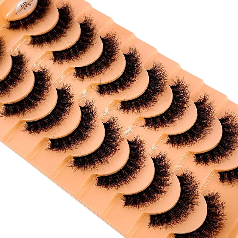 7/10 Pairs Fake Mink Eyelashes Handmade Natural Cross Curly 3D Eye Makeup