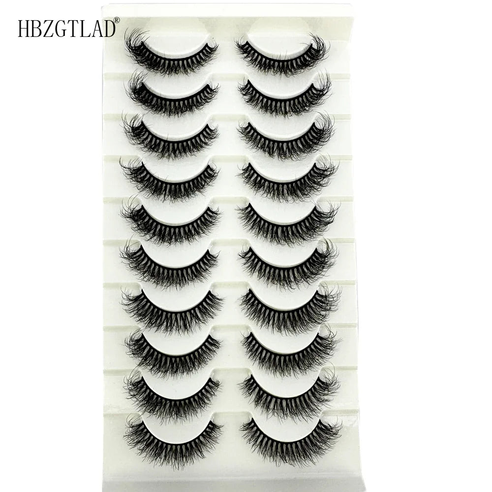 10 Pairs Fluffy Mink False Eyelashes - Natural Dramatic Look, Wispy & Long