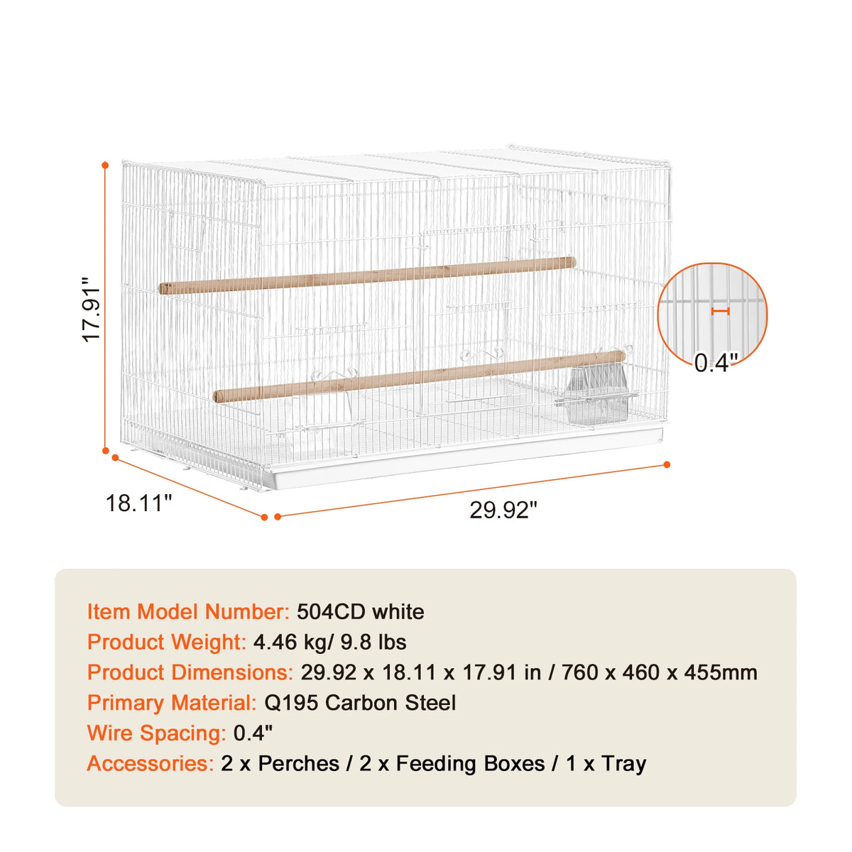 Stackable Bird Cage with Divider - Small Animal Pet Travel Enclosure, Removable Perches & Easy Clean Tray