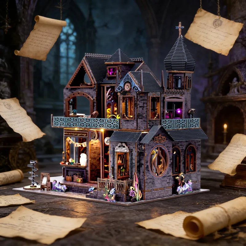 DIY Wooden Castle Book Nook Kit - 3D Dollhouse Model & Bookend Home Decor