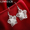 925 Sterling Silver Flower Earrings for Women - Retro Jewelry Gift