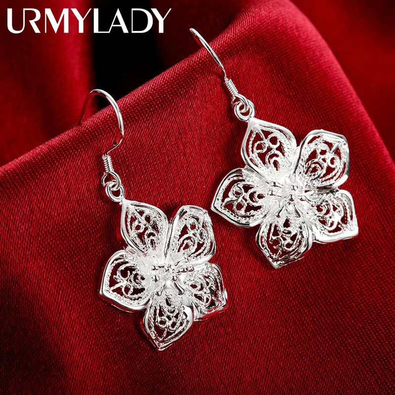 925 Sterling Silver Flower Earrings for Women - Retro Jewelry Gift
