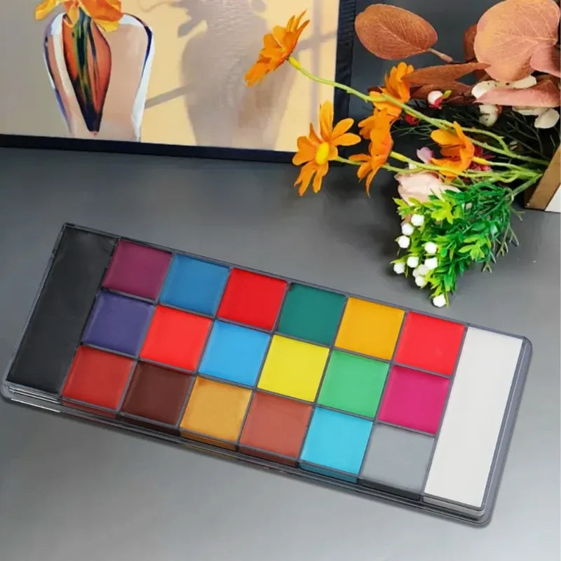 20 Color Professional Face & Body Paint Palette Waterproof Long Lasting Cosmetic for Halloween & Cosplay