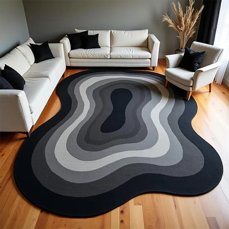 Large Irregular Area Rug with Non-Slip Backing for Living Room Bedroom Home Decor