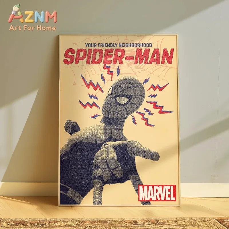 Retro Spider-Man Comic Poster Wall Art - Marvel Home Decor