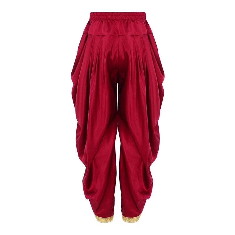 Kids Boys Satin Dhoti Pants with Elastic Waistband for Festive & Party Occasions