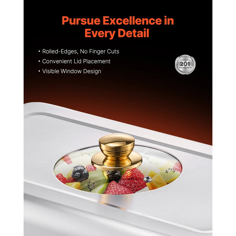 8 Qt Stainless Steel Chafing Dish Buffet Set with 4 Full-Size Pans for Catering