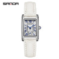 Women’s Elegant Rectangle Dial Quartz Wristwatch Waterproof Steel Leather Band