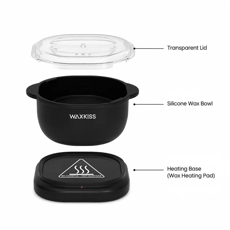 Foldable 450ml Silicone Wax Heater Set for Hard Wax Beads - Full Body Depilation