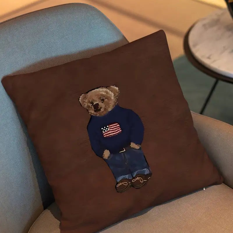 Retro Revival Pillow Cover Square Double-Sided Plush Cushion Cover Sofa Bed Decor