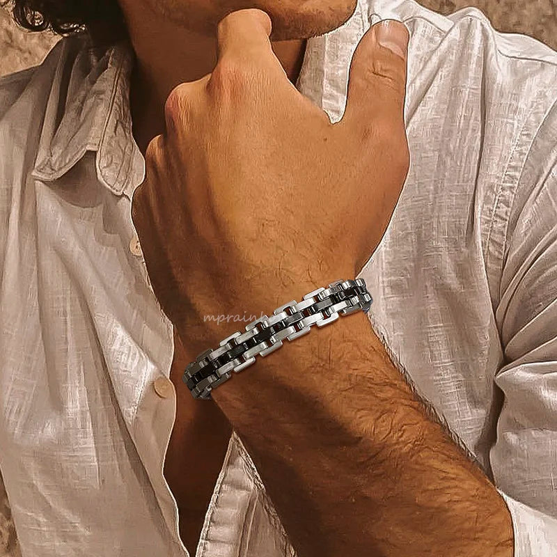 Men's Two Tone Stainless Steel Bracelet Jewelry for Men