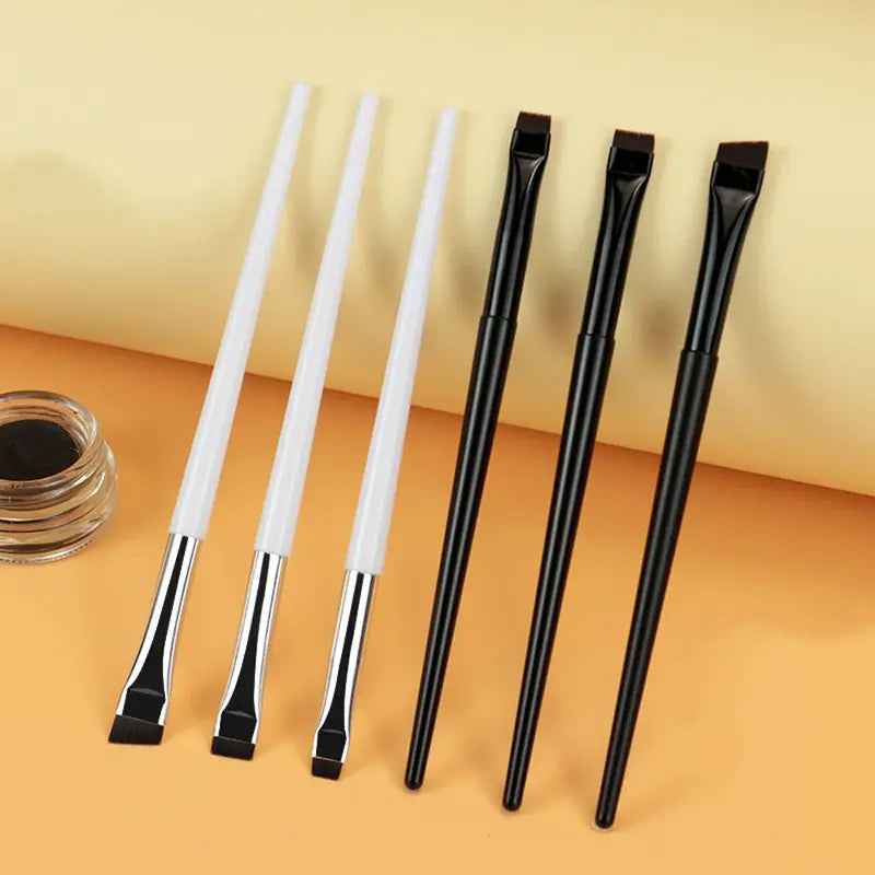 Makeup Brush Set for Eyeliner and Eyebrow - Flat & Angled Fine Brushes