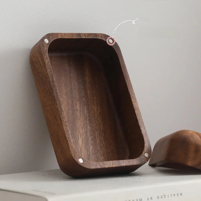 Minimalist Walnut Wood Tissue Box - Rectangular Storage for Home & Office