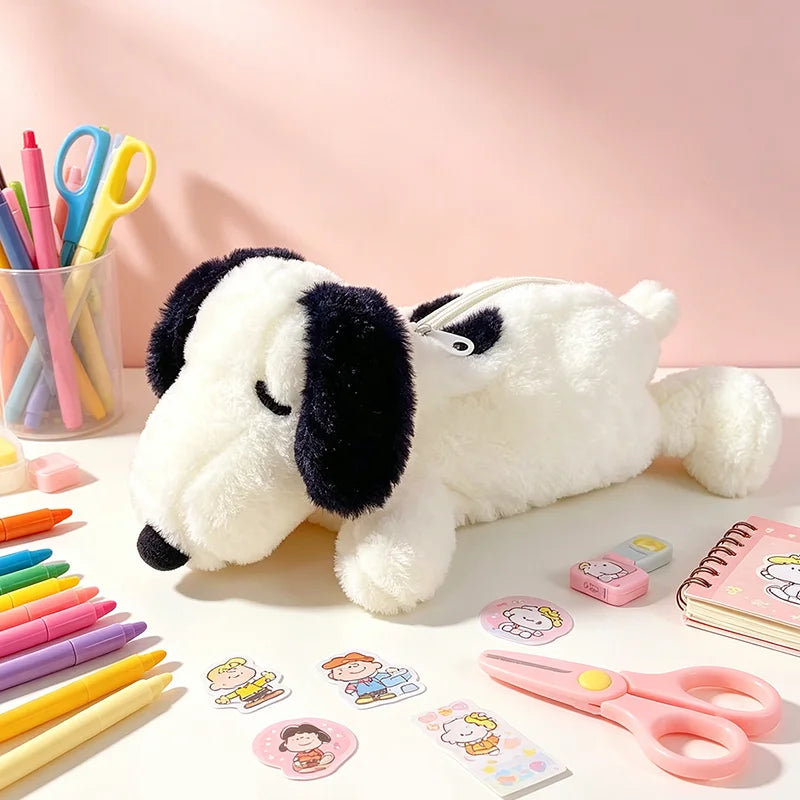 Large Capacity Snoopy Plush Pencil Case - Cartoon Pen Bag for Students