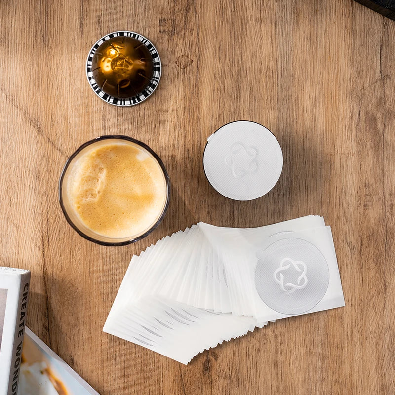 Disposable Coffee Capsule Seal Rings for Nespresso Vertuo Plus - Aluminum Foil Lids