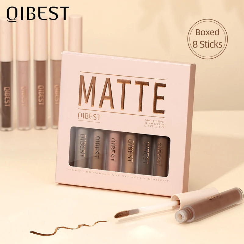 8-Color Matte Liquid Eyeshadow Set Waterproof & Long-Lasting Makeup