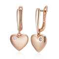 Luxury Heart Drop Earrings with Natural Zircon in Rose Gold for Women