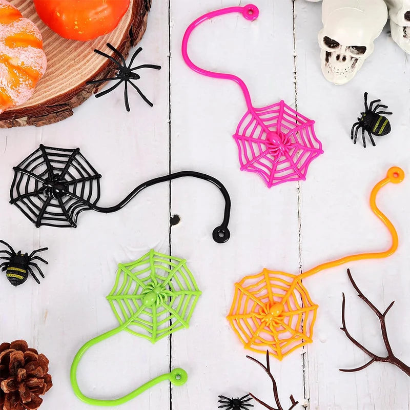 Colorful Sticky Hands Spider Web Party Favors for Kids Halloween Birthday Classroom Prizes - 8/12/24 Pcs