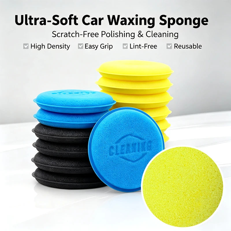 Car Wax Applicator Pads 6 Pack - High-Density Foam Polishing Sponges for Vehicle Detailing