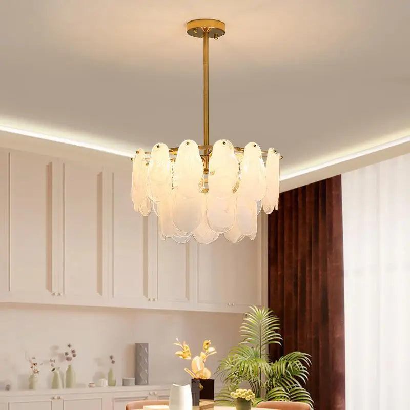 Luxury Ceiling Chandelier - French Retro Cloud Glass Lighting Fixture for Living Room and Bedroom