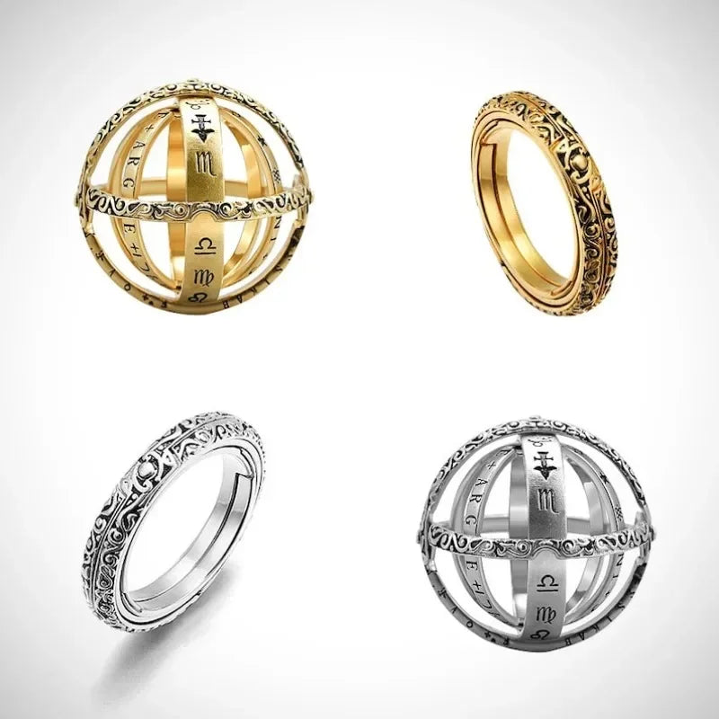 Astronomical Zodiac Ring Vintage Jewelry for Men Women - Spinner Sphere Gift