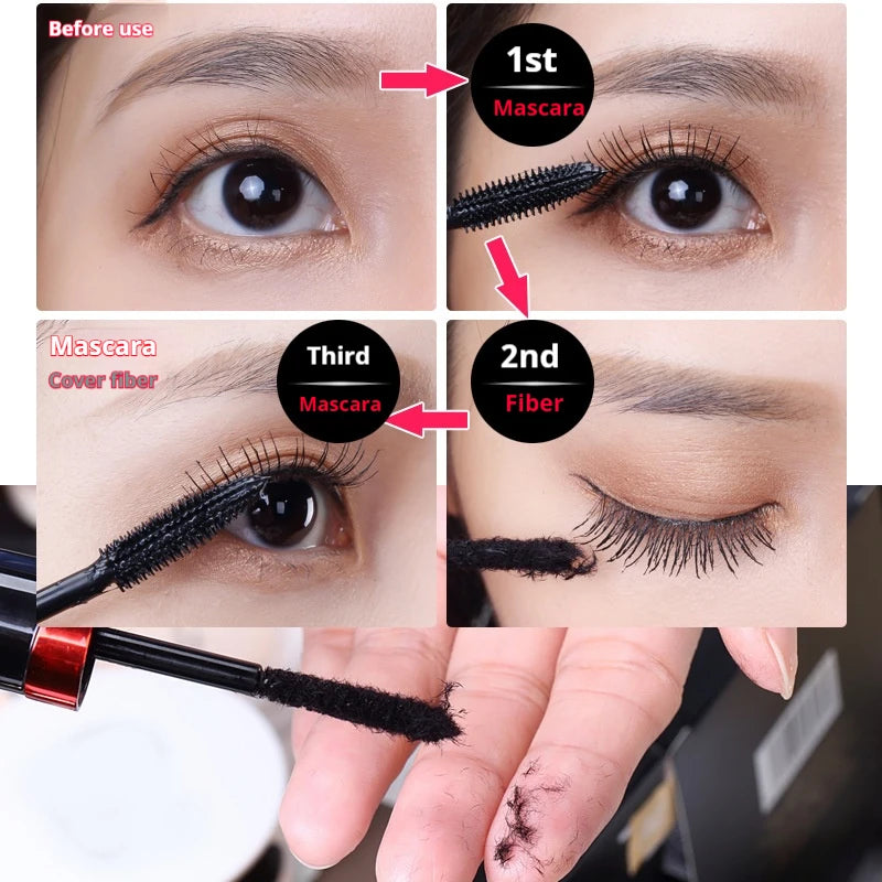 Waterproof Long-Lasting Curling Mascara Set with Fiber Infusion - Non-Smudge, Double Tube Design