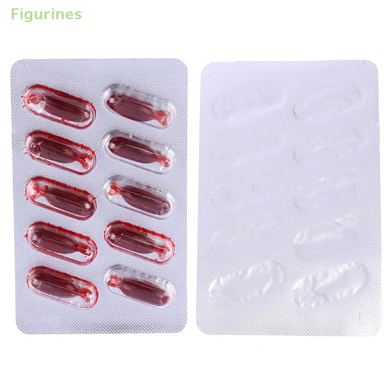 Fake Blood Capsules Set for Halloween Makeup & Pranks - 10 Edible Wound Effects