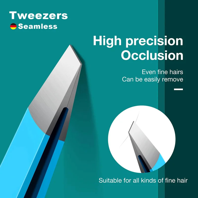 Stainless Steel Eyebrow Tweezers Slant & Precision Tips for Hair Removal